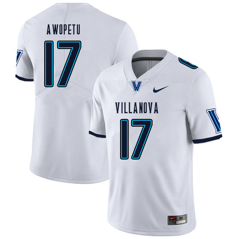 Men #17 Nowoola Awopetu Villanova Wildcats College Football Jerseys Sale-White